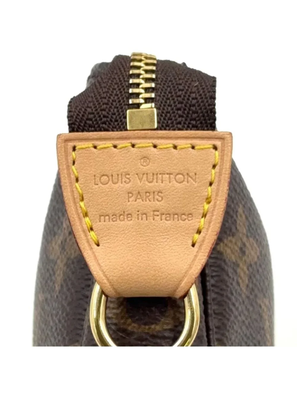 Louis Vuitton Mini Pochette Accessoires Monogram Leather Brown Handbag Gold